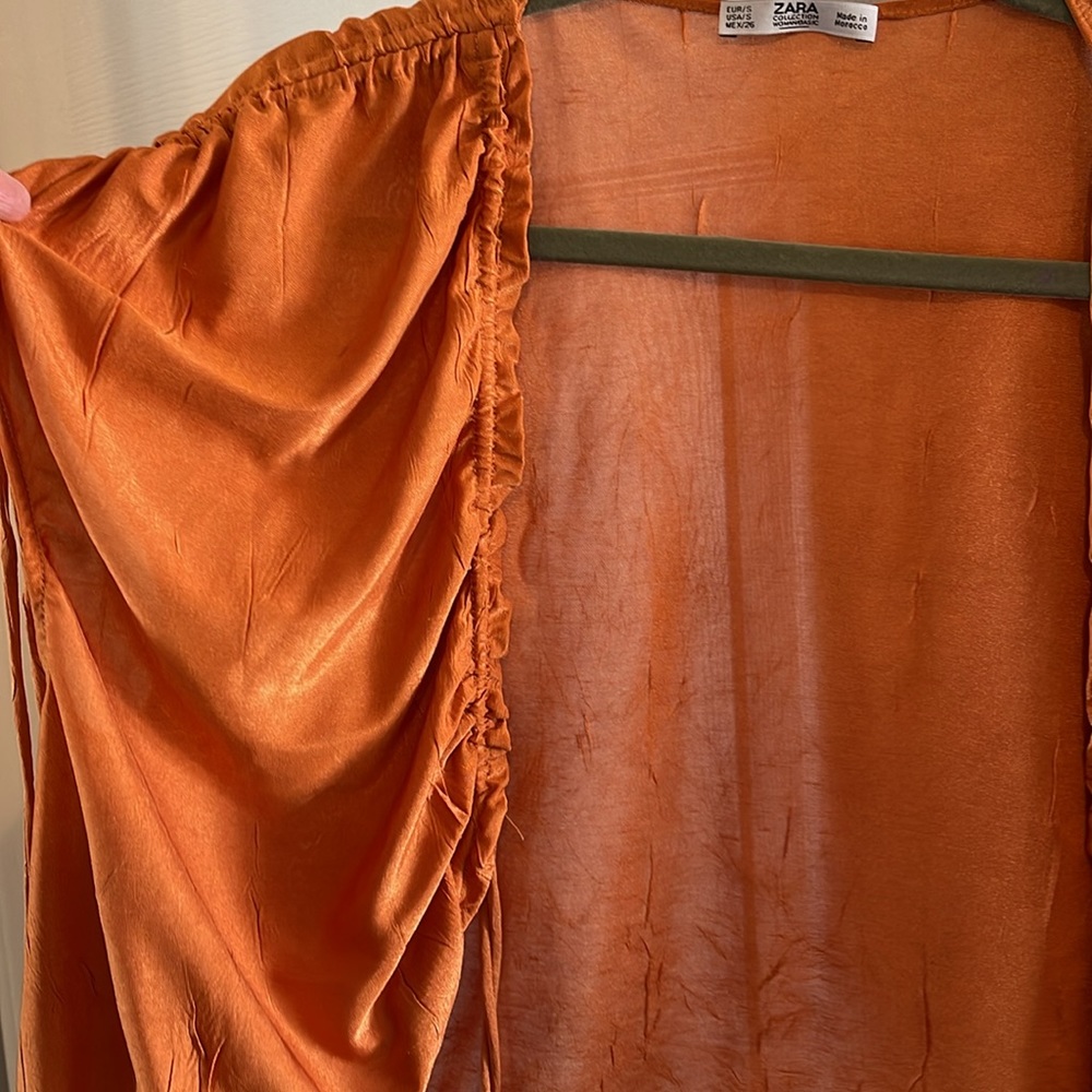 Zara satiny silky orange top or vest - Picture 3 of 5